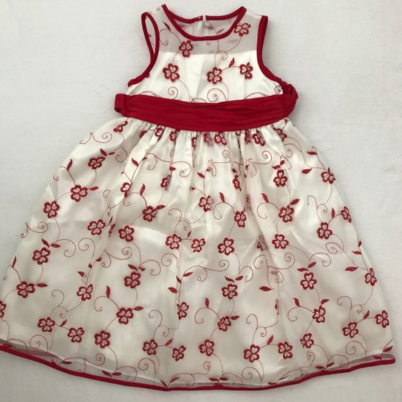 Bonnie Jean, Girls Red Flower Dress, Age 4 (4T) - Picture 1 of 9